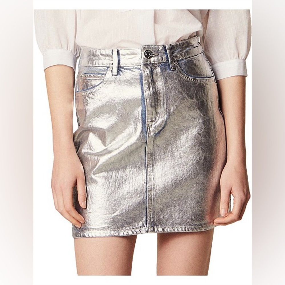 Sandro Silver Metallic Skirt